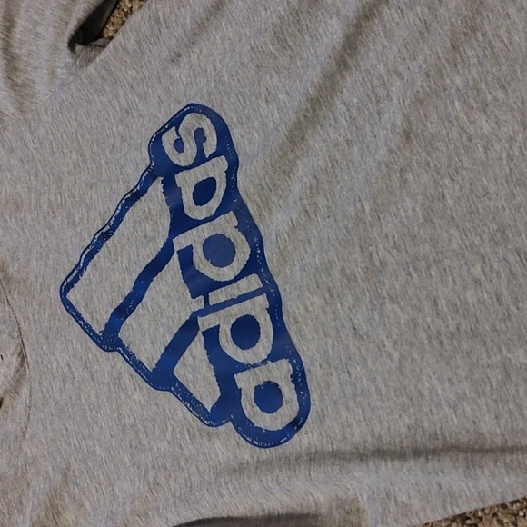 Adidas Kids Gray Hoodie with Blue Logo - Picture 2 of 7